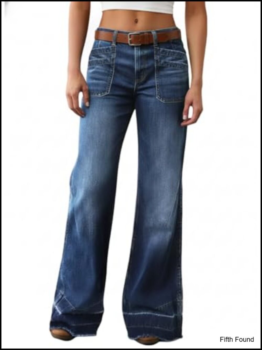 Wide Leg Jeans Mid Rise Baggy Straight Leg Stretch Denim